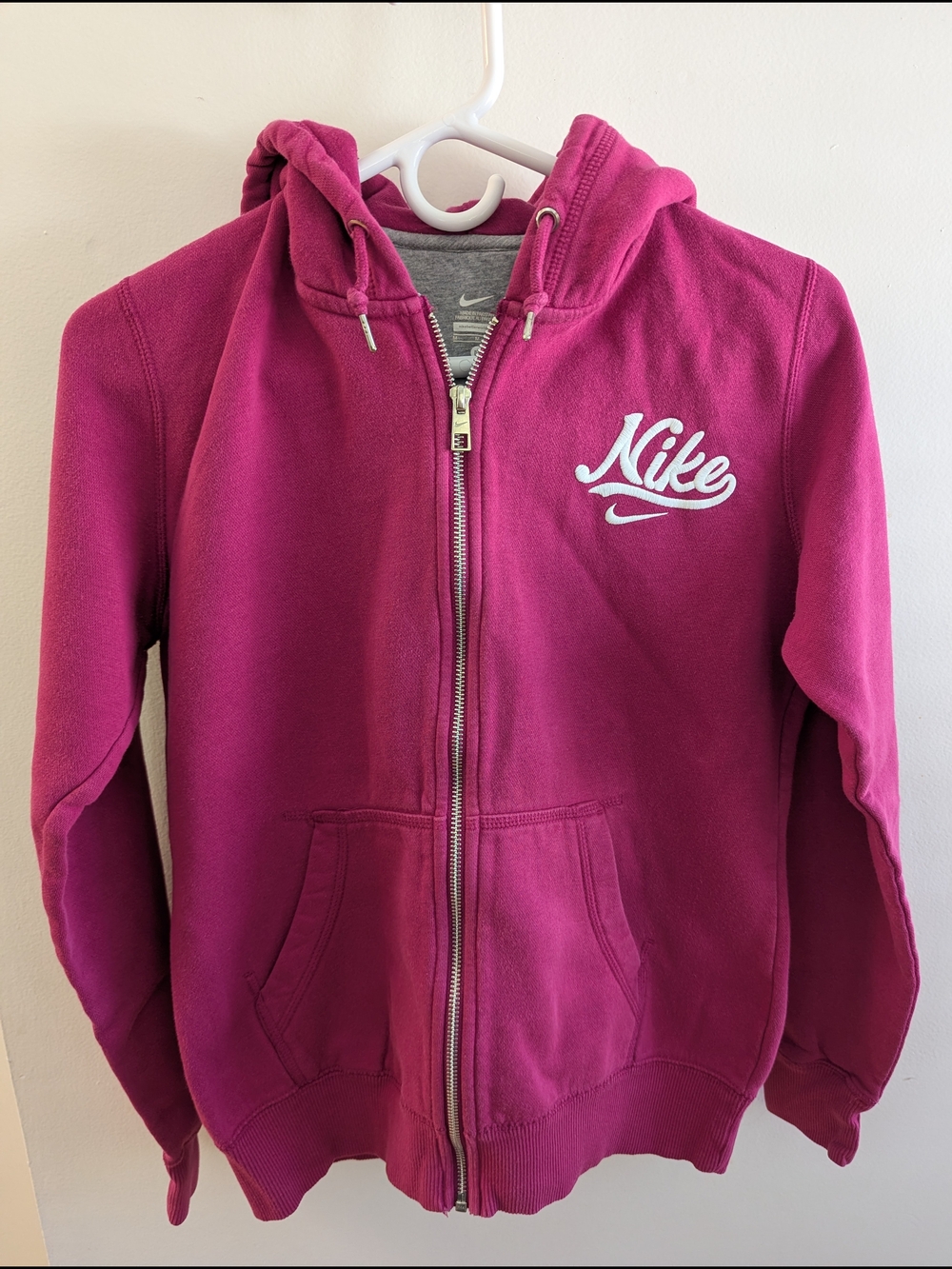 Nike Women's Fuchsia Zip-Up Hoodie with Script Logo